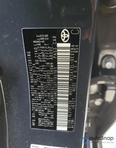 2024 Toyota Corolla Se z USA, uszkodzony, nr VIN 5YFS4MCE5RP185161